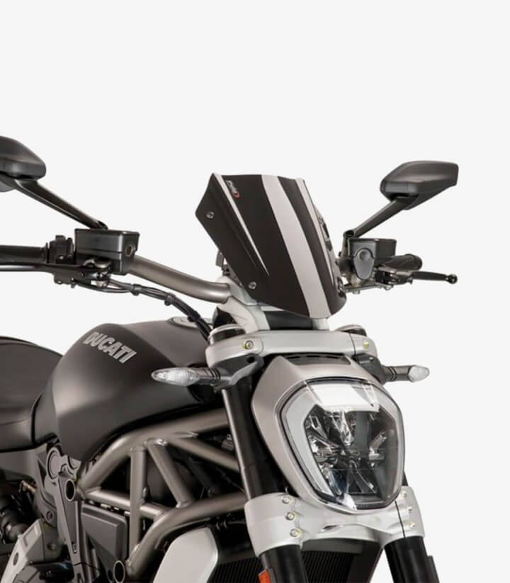 Windschild Puig New Generation Sport verstellbar Ducati X Diavel (16-24) Schwarz 8921N