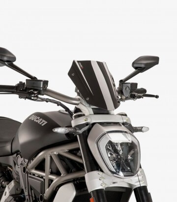 Ducati X Diavel/S Puig Naked Sport Adjustable Black Windshield 8921N
