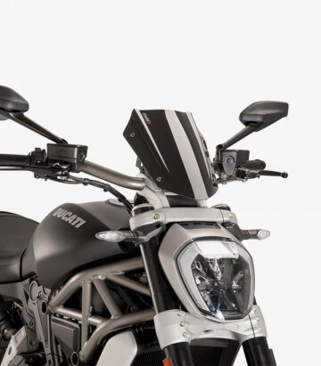 Windschild Puig New Generation Sport verstellbar Ducati X Diavel (16-24) Schwarz 8921N