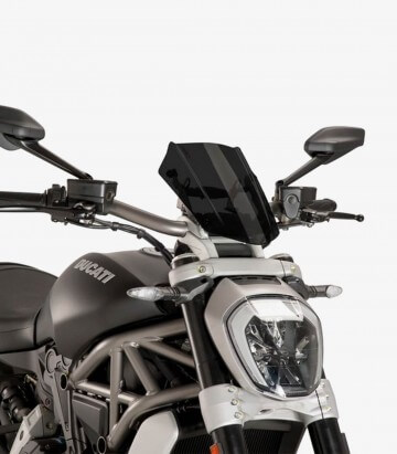 Ducati X Diavel/S Puig Naked Sport Adjustable Dark smoked Windshield 8921F