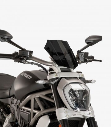 Windschild Puig New Generation Sport verstellbar Ducati X Diavel (16-24) Dunkel getönt 8921F