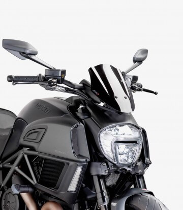 Ducati Diavel (2014 - 2016) Puig New Generation Sport Adjustable Black Windshield 7592N