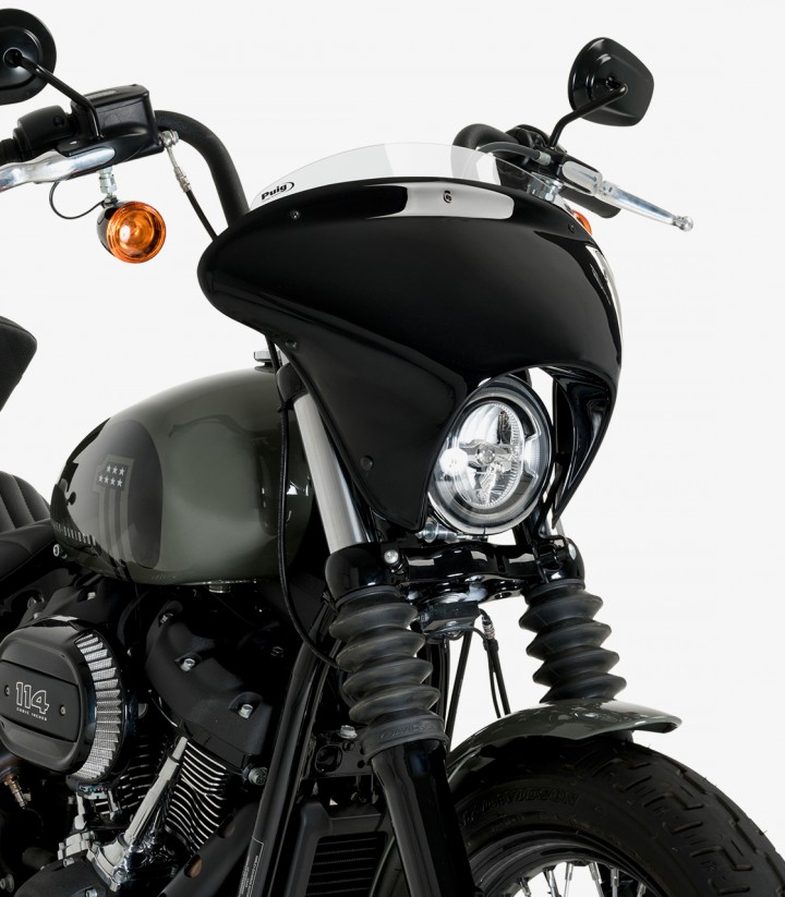 Harley Davidson Softail Street Bob FXBB (18-24) Puig Batwing SML Sport Transparent Windscreen 21214W
