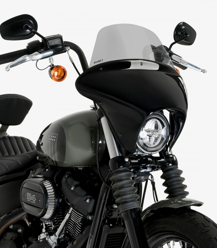 Harley Davidson Softail Street Bob FXBB (18-24) Puig Batwing SML Touring Smoked Windscreen 21215H