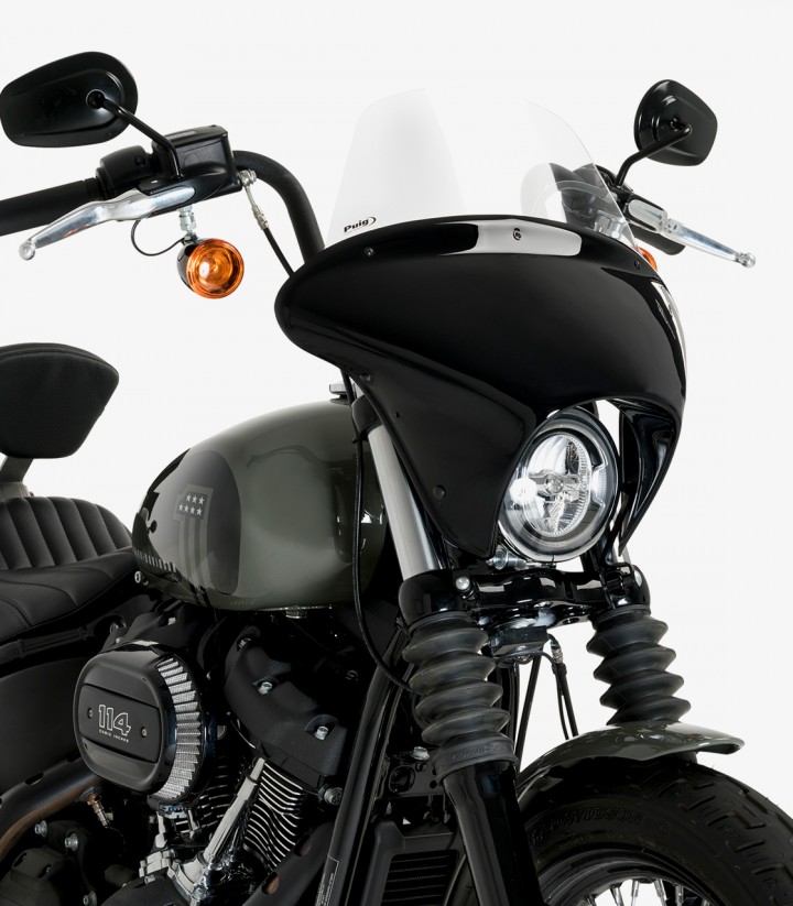 Harley Davidson Softail Street Bob FXBB (18-24) Puig Batwing SML Touring Transparent Windscreen 21215W