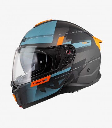 Casco Modular NZI Combi 3 Duo Metric Antracita, Azul y Naranja Mate