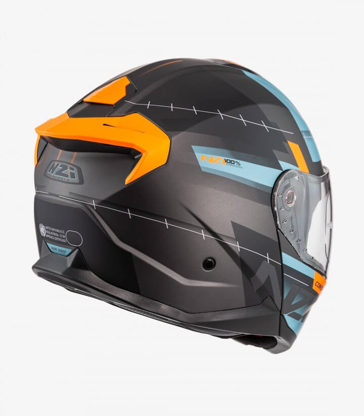 Klapphelm NZI Combi 3 Duo Metric Anthrazit, Blau und Mattorange