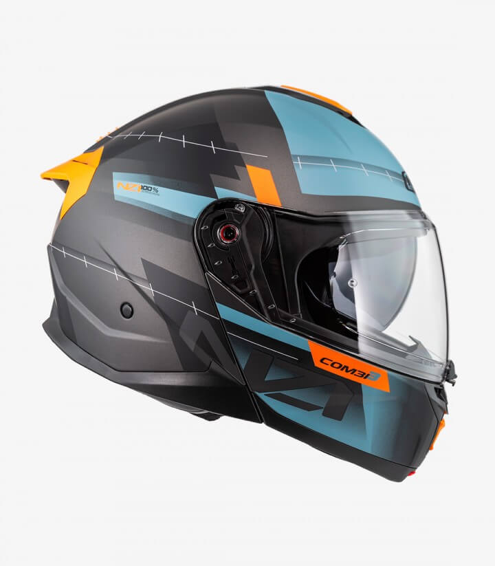 NZI Combi 3 Duo Metric Anthracite, Blue and Orange Matt Modular Helmet
