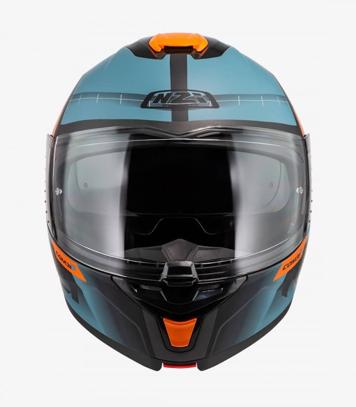 Casco Modular NZI Combi 3 Duo Metric Antracita, Azul y Naranja Mate