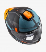 Casco Modular NZI Combi 3 Duo Metric Antracita, Azul y Naranja Mate