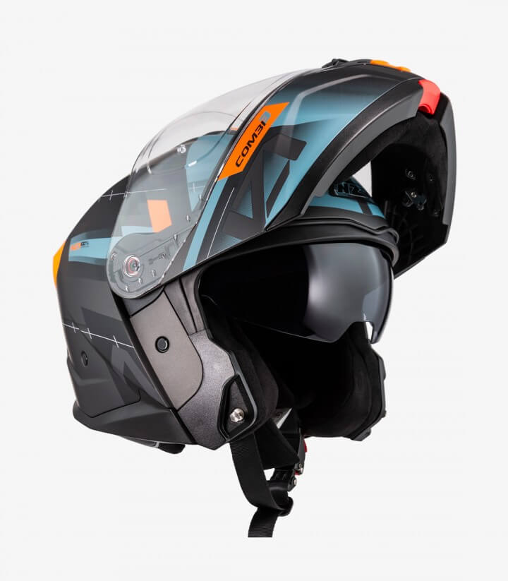 Klapphelm NZI Combi 3 Duo Metric Anthrazit, Blau und Mattorange