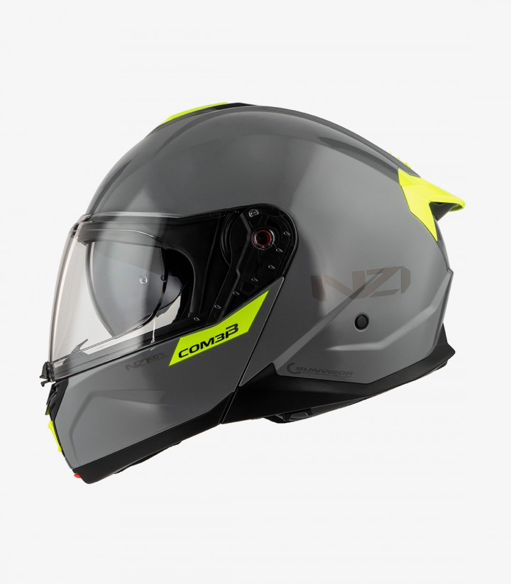 NZI Combi 3 Duo Solid Grey and Yellow Modular Helmet