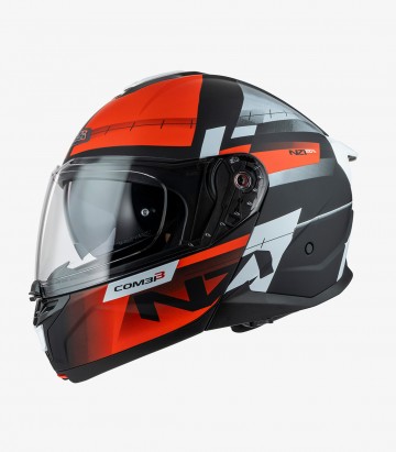 Casco Modular NZI Combi 3 Duo Metric Negro, Rojo y Blanco Mate