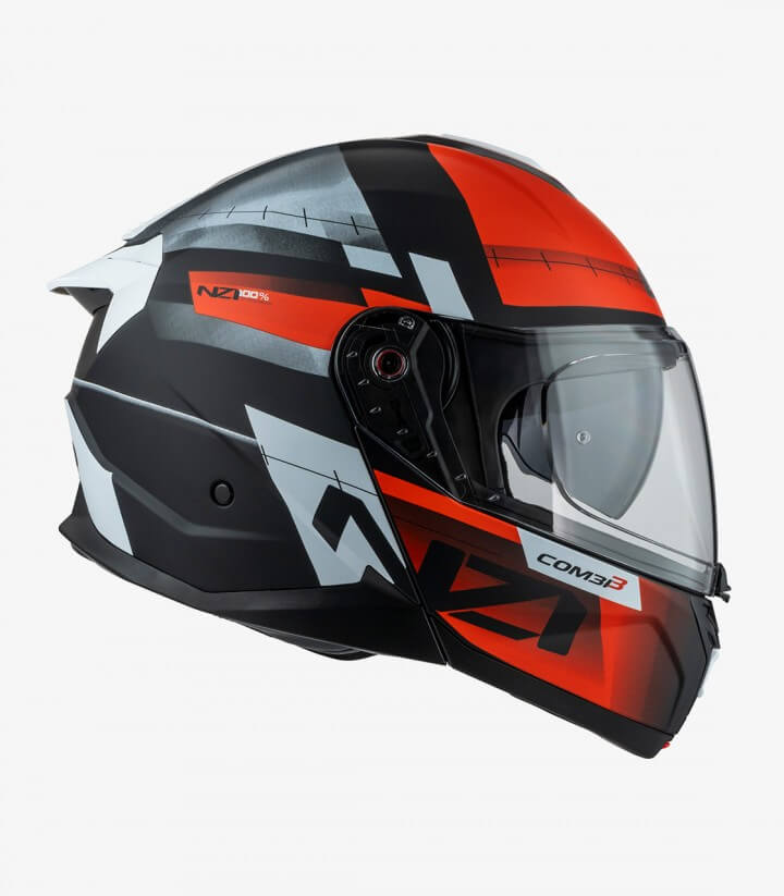 Klapphelm NZI Combi 3 Duo Metric Schwarz, Rot und Mattweiß