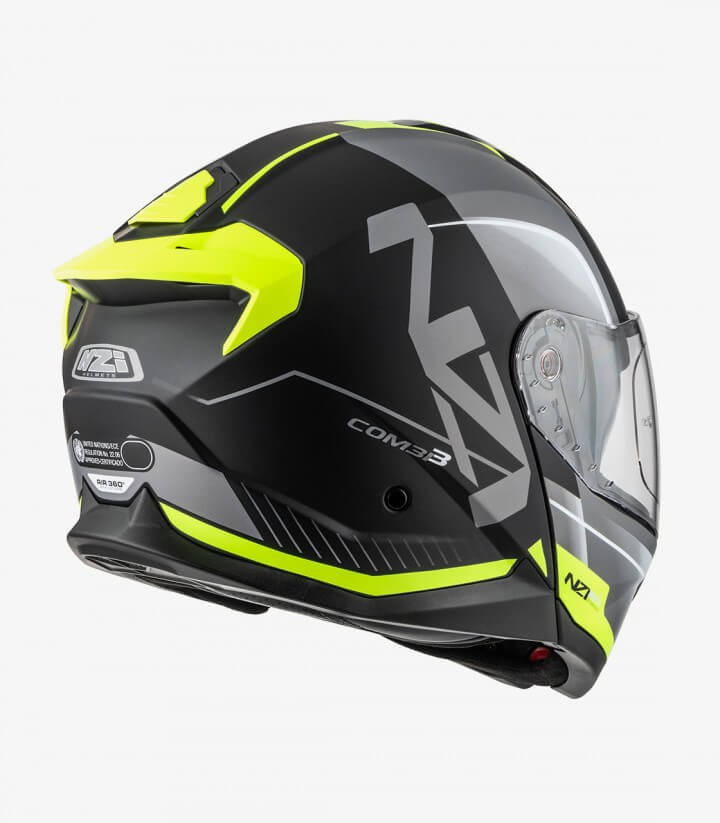 Casco Modular NZI Combi 3 Duo Orbe Negro, Antracita y Amarillo Mate