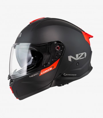 Casco Modular NZI Combi 3 Duo Solid Negro y Rojo Mate