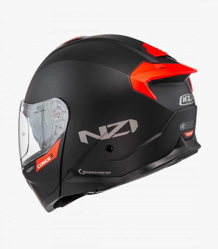 Casco Modular NZI Combi 3 Duo Solid Negro y Rojo Mate