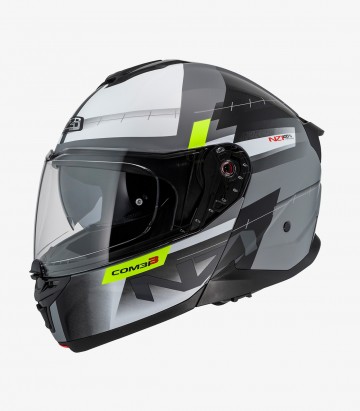 Casco Modular NZI Combi 3 Duo Metric Gris Nardo, Blanco y Negro Mate
