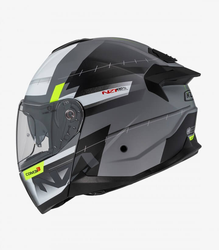 Casco Modular NZI Combi 3 Duo Metric Gris Nardo, Blanco y Negro Mate