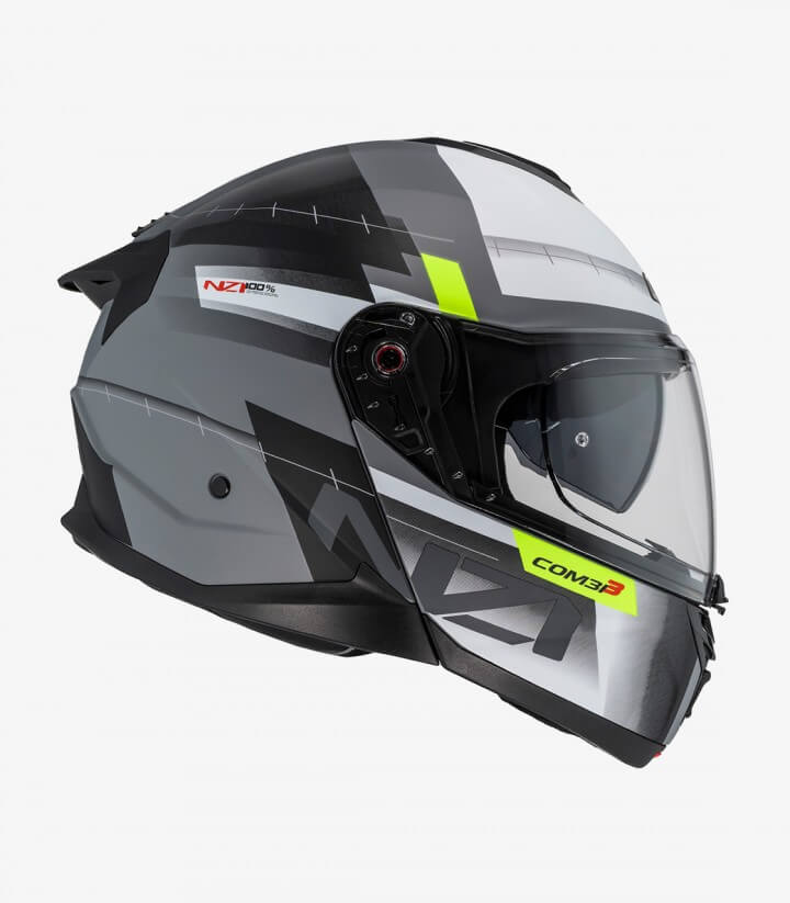 Casco Modular NZI Combi 3 Duo Metric Gris Nardo, Blanco y Negro Mate