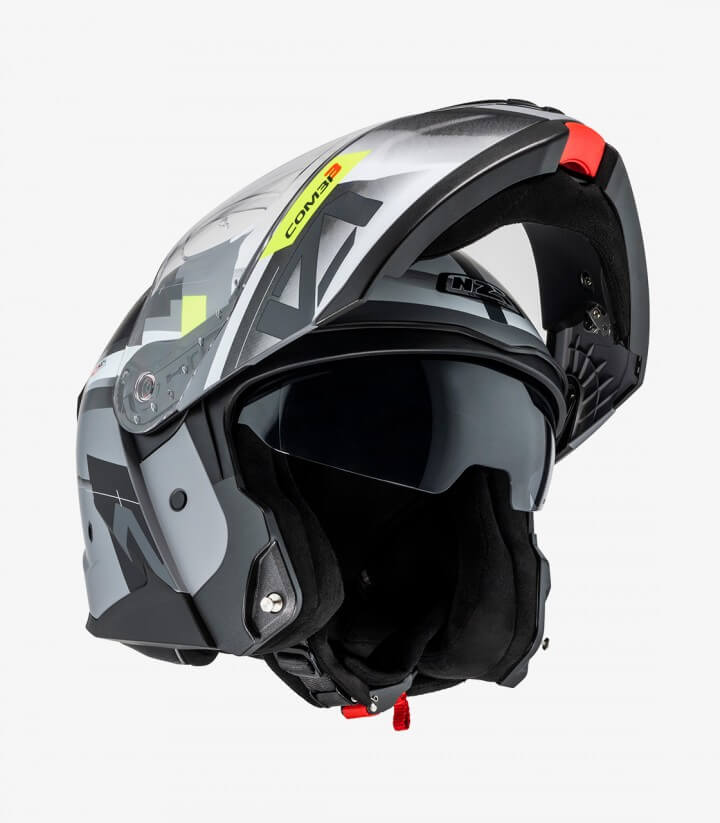Casco Modular NZI Combi 3 Duo Metric Gris Nardo, Blanco y Negro Mate