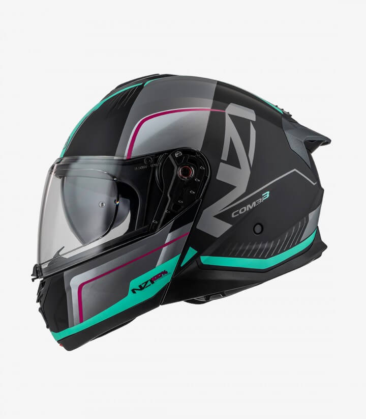 Klapphelm NZI Combi 3 Duo Orbe Schwarz, Anthrazit und Matttürkis