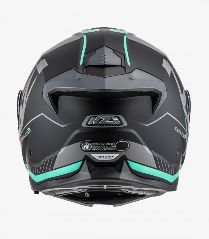 Casco Modular NZI Combi 3 Duo Orbe Negro, Antracita y Turquesa Mate