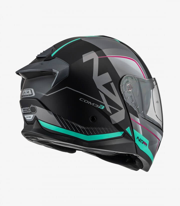 Casco Modular NZI Combi 3 Duo Orbe Negro, Antracita y Turquesa Mate