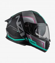 Casco Modular NZI Combi 3 Duo Orbe Negro, Antracita y Turquesa Mate