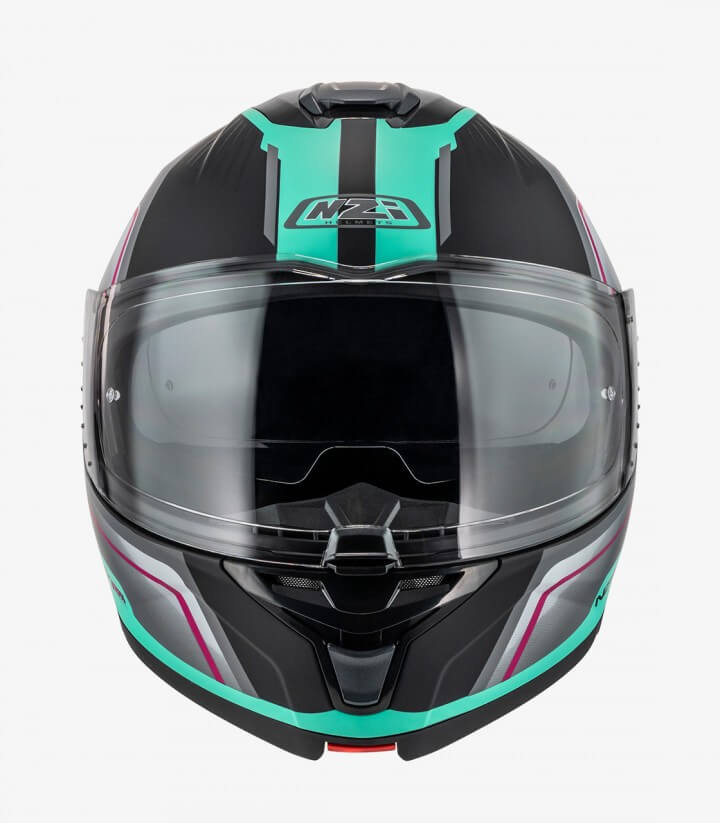 Casco Modular NZI Combi 3 Duo Orbe Negro, Antracita y Turquesa Mate