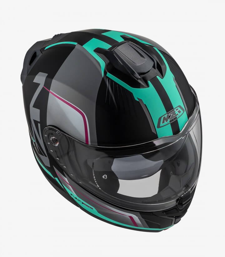 Casco Modular NZI Combi 3 Duo Orbe Negro, Antracita y Turquesa Mate
