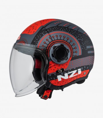 Casco Jet NZI Ringway 2 Duo Antera Antracita y rojo mate