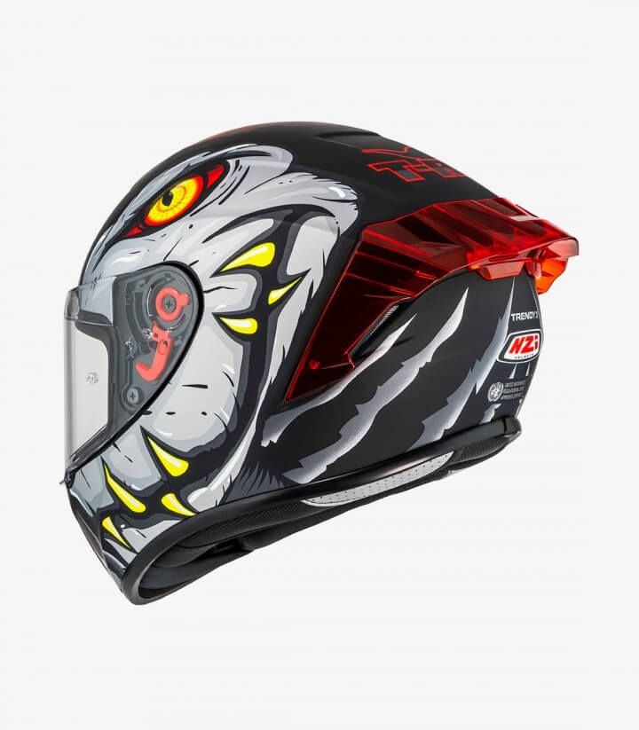 Integralhelm NZI Trendy 3 Stream Raptor Schwarz, Grau und Rot + getöntes Visier