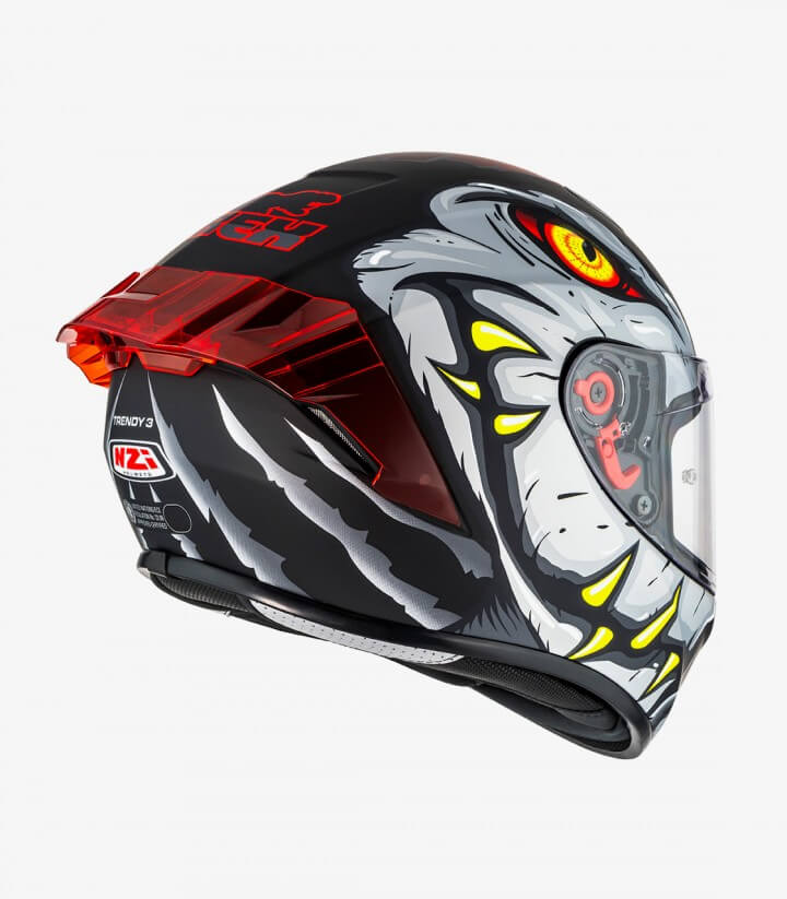 Integralhelm NZI Trendy 3 Stream Raptor Schwarz, Grau und Rot + getöntes Visier