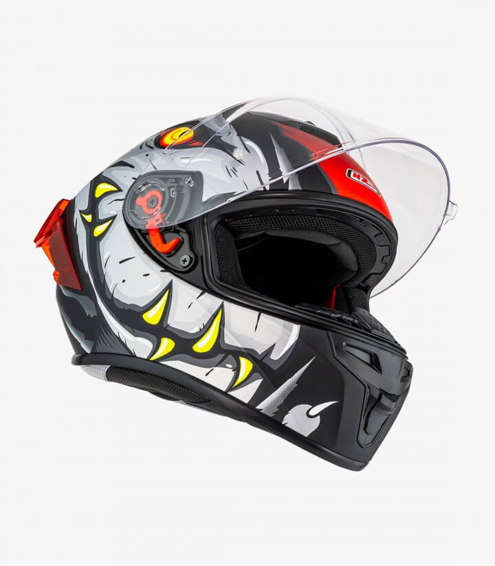 Integralhelm NZI Trendy 3 Stream Raptor Schwarz, Grau und Rot + getöntes Visier