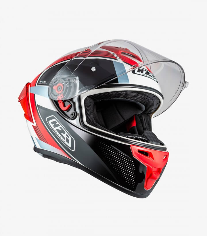 Integralhelm NZI Trendy 3 Stream Rapid Weiß, Rot und Blau + getöntes Visier