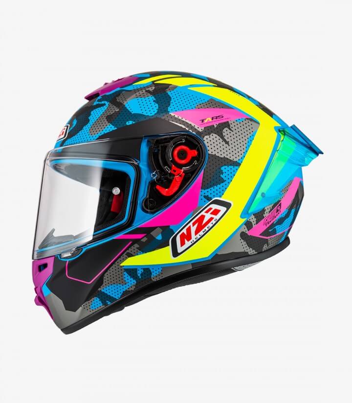 Casco Integral NZI Trendy 3 Stream Camu Azul, neón y rosa + visor tintado