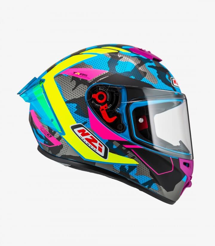 Casco Integral NZI Trendy 3 Stream Camu Azul, neón y rosa + visor tintado