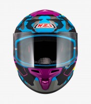 NZI Trendy 3 Stream Camu Blue, neon, and pink + tinted visor Full Face Helmet