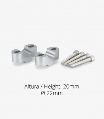 Puig Risers 3671P with 20mm height and 22mm diameter in Silver