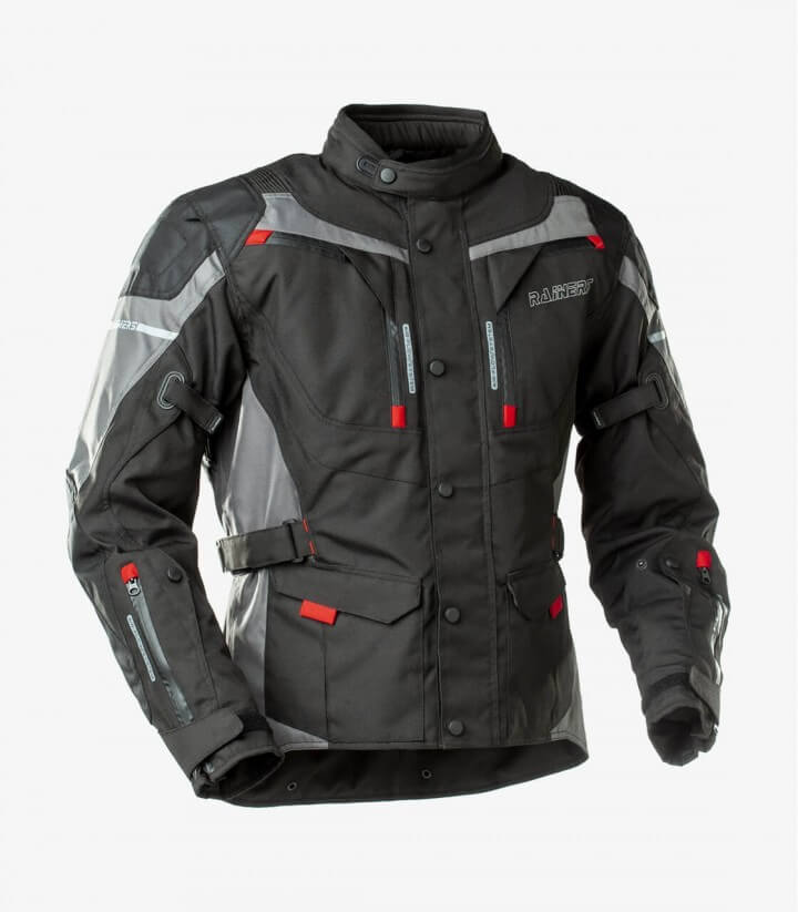 Duna black & red unisex Winter motorcycle Jacket by Rainers Duna