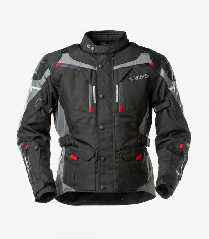Duna black & red unisex Winter motorcycle Jacket by Rainers DUNAN