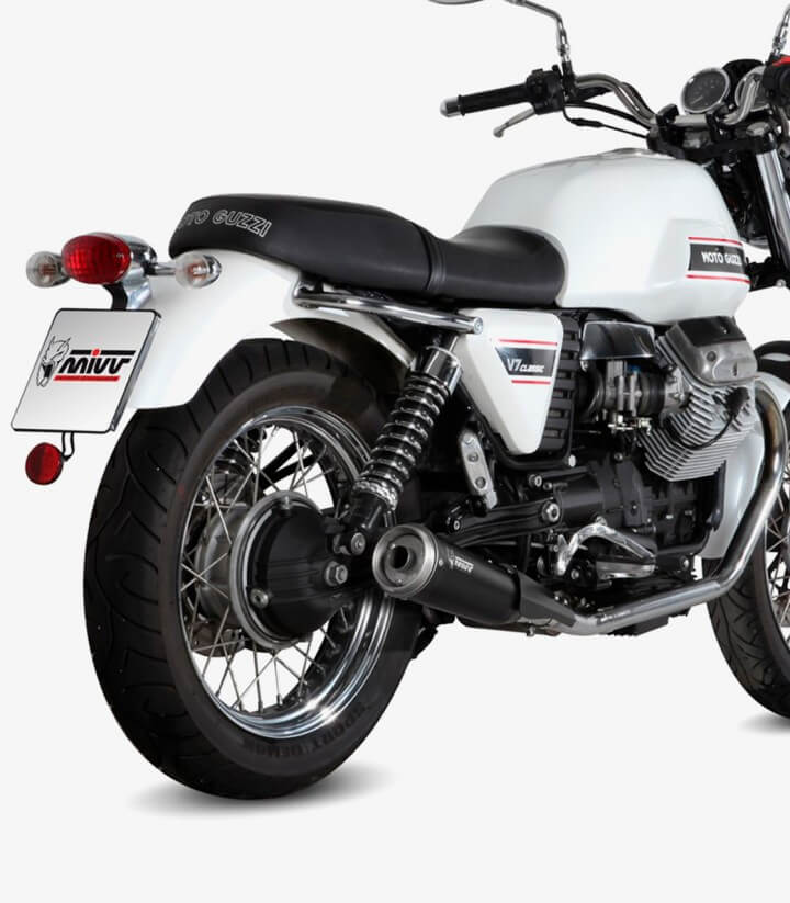 MIVV Ghibli Auspuff Schwarz für Moto Guzzi V7 Classic/Special (08-16) M.010.LGB