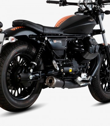 MIVV Ghibli Auspuff Schwarz für Moto Guzzi V9 Bobber/Roamer (16-20) M.011.SGB