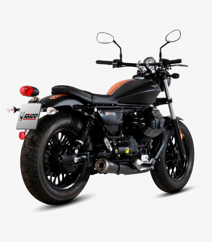 MIVV Ghibli Auspuff Schwarz für Moto Guzzi V9 Bobber/Roamer (16-20) M.011.SGB