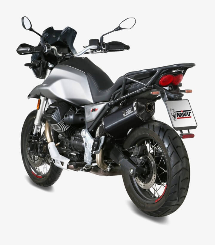 MIVV Speed Edge Auspuff Schwarz für Moto Guzzi V85 TT (19-25) M.013.LRB