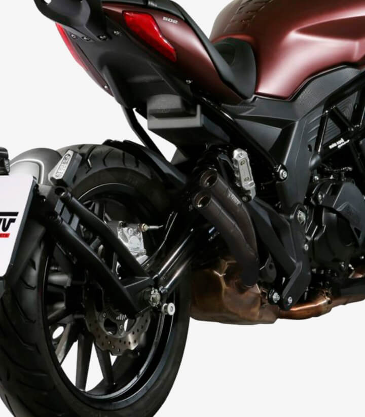 MIVV Double Gun Auspuff Schwarz für Benelli 502 C (19-24) E.005.LDGB