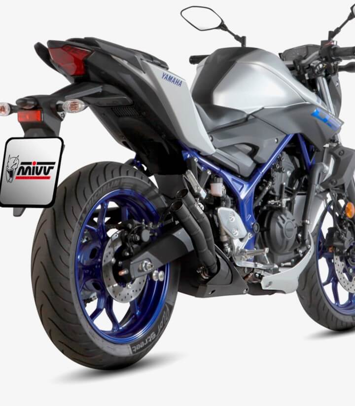 MIVV Double Gun Auspuff Schwarz für Yamaha MT-03 (16-26) Y.055.LDGB