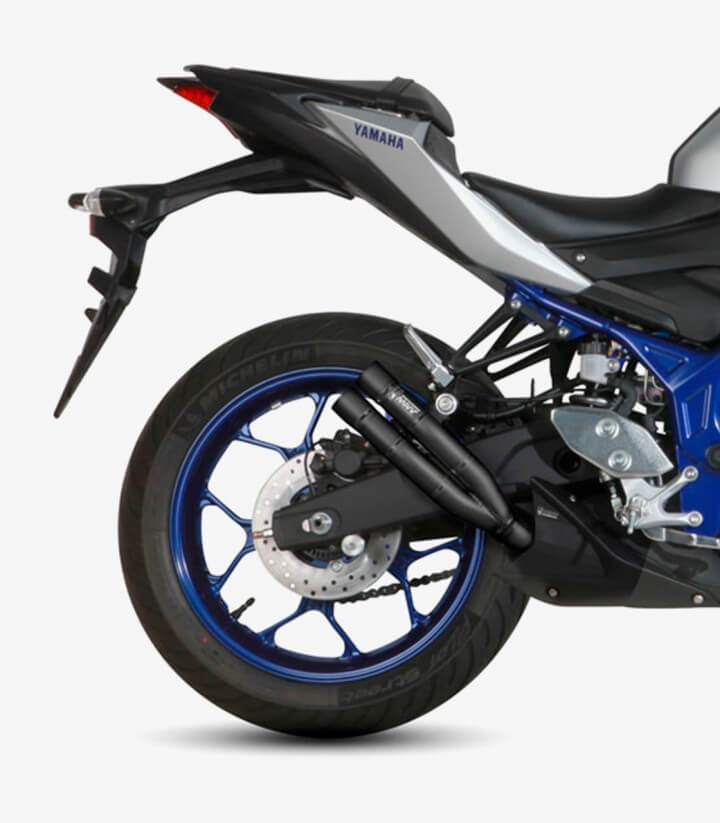 MIVV Double Gun Auspuff Schwarz für Yamaha MT-03 (16-26) Y.055.LDGB