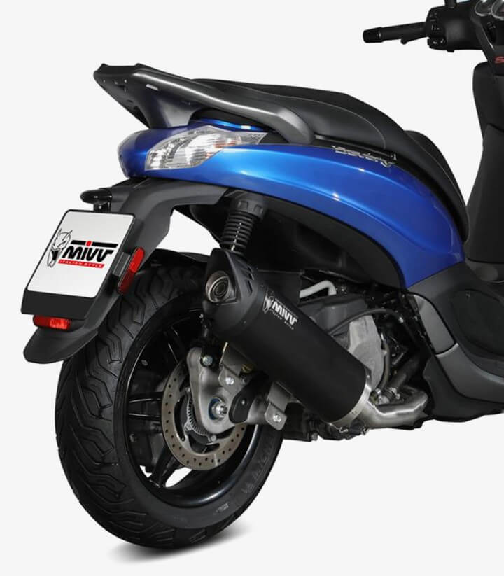 MIVV Mover Auspuff Schwarz lackiert für Piaggio Beverly 350 ABS ASR (17-21) MV.PG.0003.LV